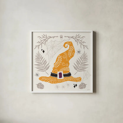 Spooky Silhouettes IV Color by Anne Tavoletti. Shown in a crisp white glass frame for a clean and minimalist style. Available as an archival giclee rolled canvas, fine art paper, or poster print. SKU 96495a.