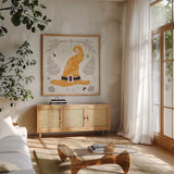 Spooky Silhouettes IV Color by Anne Tavoletti. Shown in a natural wood frame in a cozy modern living room. Available as an archival giclee rolled canvas, fine art paper, or poster print. SKU 96495a.