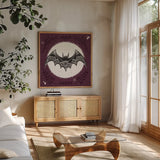 Spooky Silhouettes V by Anne Tavoletti. Shown in a natural wood frame in a cozy modern living room. Available as an archival giclee rolled canvas, fine art paper, or poster print. SKU 96496a.