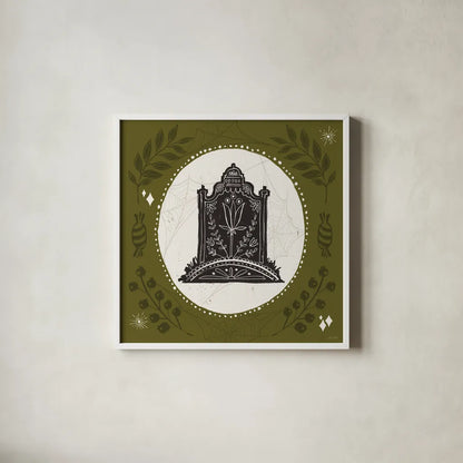 Spooky Silhouettes VI by Anne Tavoletti. Shown in a crisp white glass frame for a clean and minimalist style. Available as an archival giclee rolled canvas, fine art paper, or poster print. SKU 96497a.