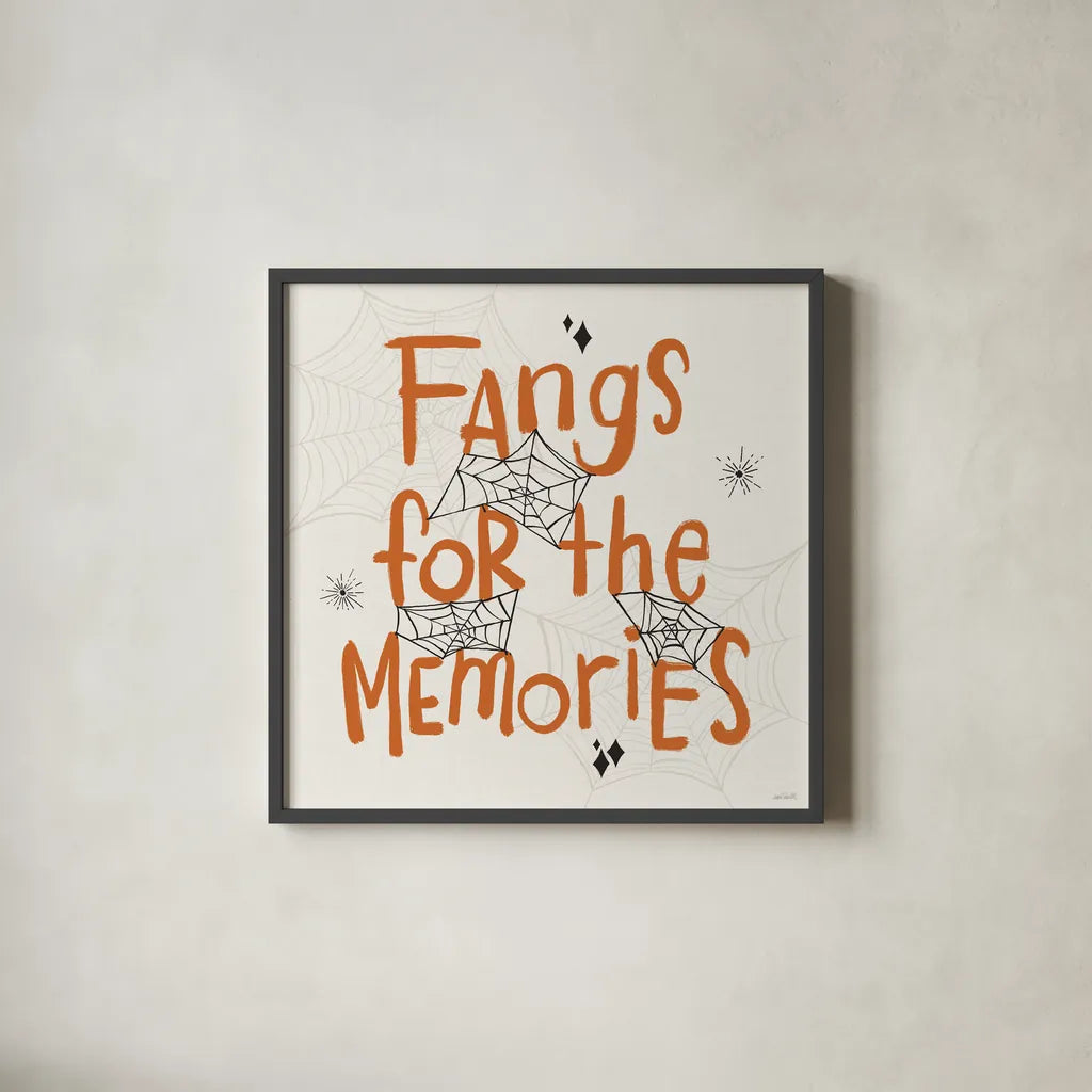 Spooky Silhouettes VII by Anne Tavoletti. Shown in a sleek black glass frame for a contemporary gallery look. Available as an archival giclee rolled canvas, fine art paper, or poster print. SKU 96498a.