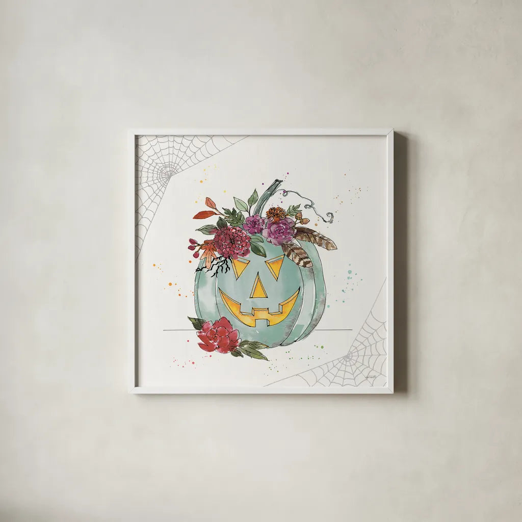 Spooky Style VIII by Anne Tavoletti. Shown in a crisp white glass frame for a clean and minimalist style. Available as an archival giclee rolled canvas, fine art paper, or poster print. SKU 66290a.