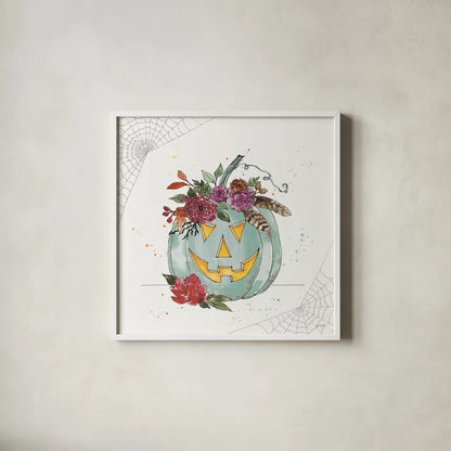 Spooky Style VIII by Anne Tavoletti. Shown in a crisp white glass frame for a clean and minimalist style. Available as an archival giclee rolled canvas, fine art paper, or poster print. SKU 66290a.