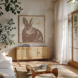 Spring Delight IX by Anne Tavoletti. Shown in a natural wood frame in a cozy modern living room. Available as an archival giclee rolled canvas, fine art paper, or poster print. SKU 92088a.