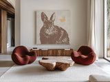 Spring Delight IX by Anne Tavoletti. Shown as extra-large giant wall art in a modern living room. Available as an archival giclee rolled canvas, fine art paper, or poster print. SKU 92088a.