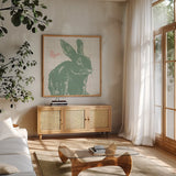 Spring Delight VI by Anne Tavoletti. Shown in a natural wood frame in a cozy modern living room. Available as an archival giclee rolled canvas, fine art paper, or poster print. SKU 92085a.