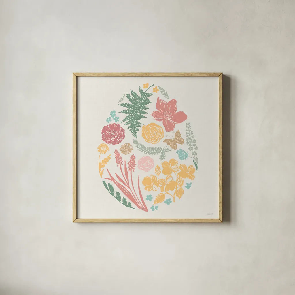 Spring Delight X by Anne Tavoletti. Shown in a natural wood glass frame for a timeless modern aesthetic. Available as an archival giclee rolled canvas, fine art paper, or poster print. SKU 92089a.