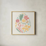 Spring Delight X by Anne Tavoletti. Shown in a natural wood glass frame for a timeless modern aesthetic. Available as an archival giclee rolled canvas, fine art paper, or poster print. SKU 92089a.