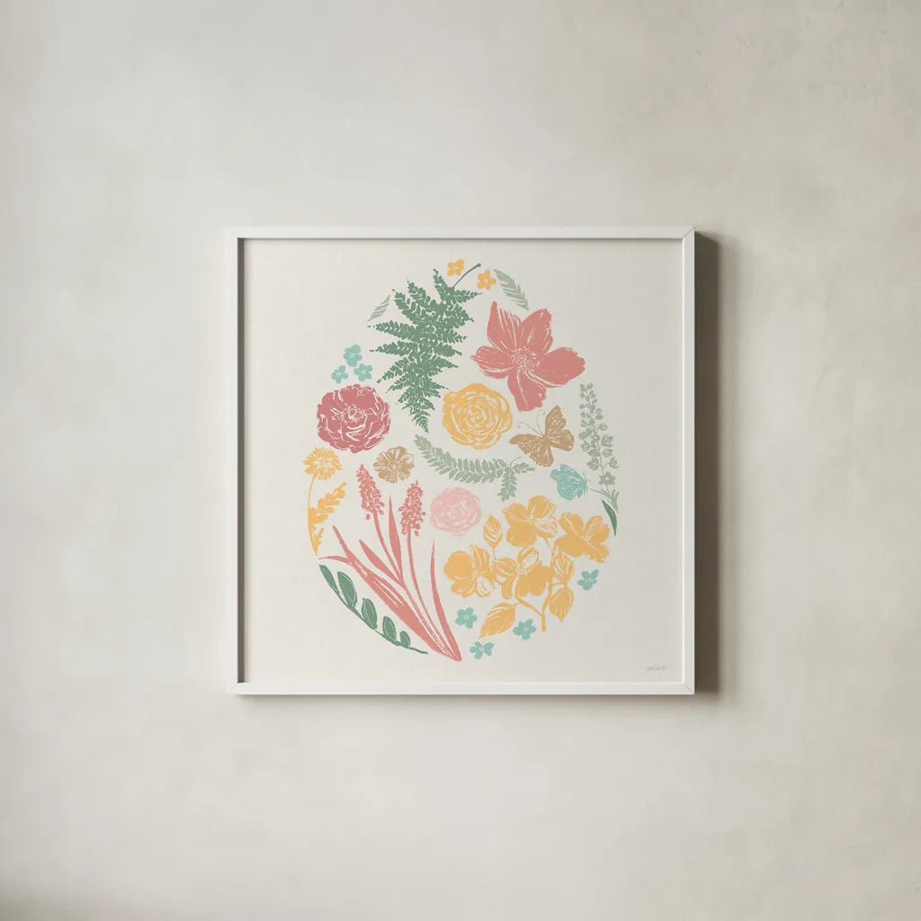 Spring Delight X by Anne Tavoletti. Shown in a crisp white glass frame for a clean and minimalist style. Available as an archival giclee rolled canvas, fine art paper, or poster print. SKU 92089a.