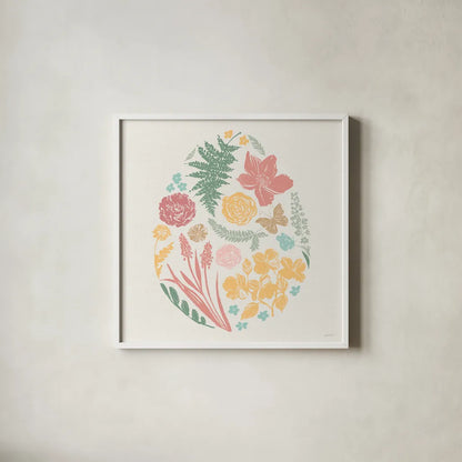 Spring Delight X by Anne Tavoletti. Shown in a crisp white glass frame for a clean and minimalist style. Available as an archival giclee rolled canvas, fine art paper, or poster print. SKU 92089a.