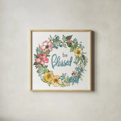 Spring Season IX by Anne Tavoletti. Shown in a natural wood glass frame for a timeless modern aesthetic. Available as an archival giclee rolled canvas, fine art paper, or poster print. SKU 78445a.