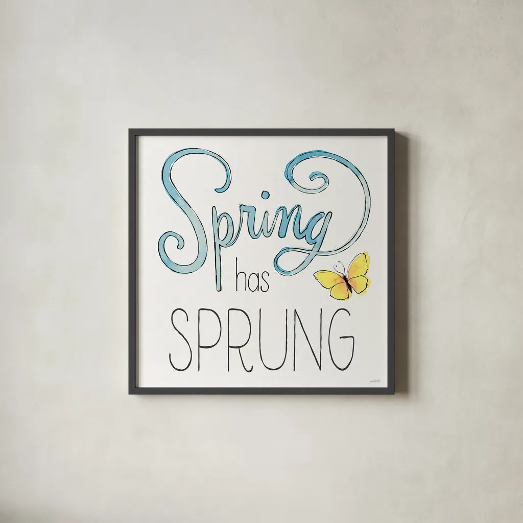 Spring Season V by Anne Tavoletti. Shown in a sleek black glass frame for a contemporary gallery look. Available as an archival giclee rolled canvas, fine art paper, or poster print. SKU 78441a.