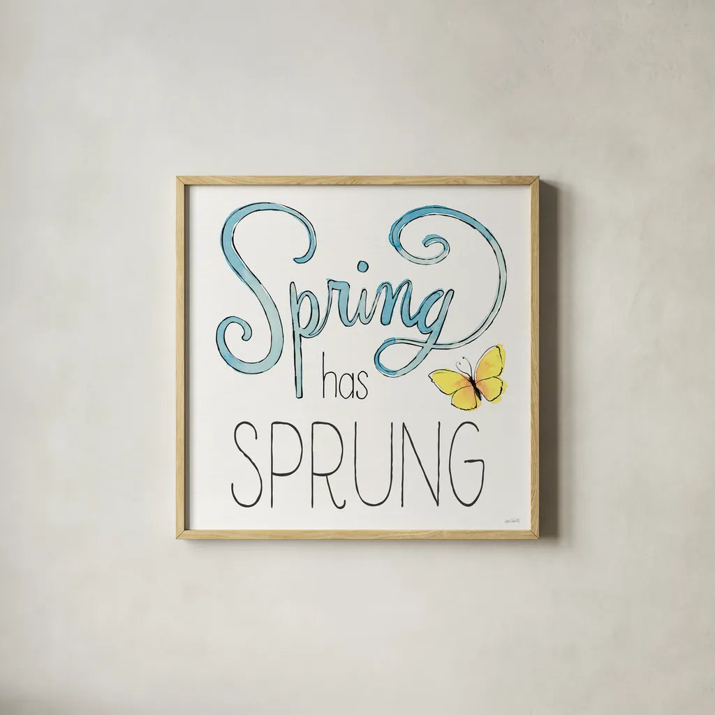 Spring Season V by Anne Tavoletti. Shown in a natural wood glass frame for a timeless modern aesthetic. Available as an archival giclee rolled canvas, fine art paper, or poster print. SKU 78441a.
