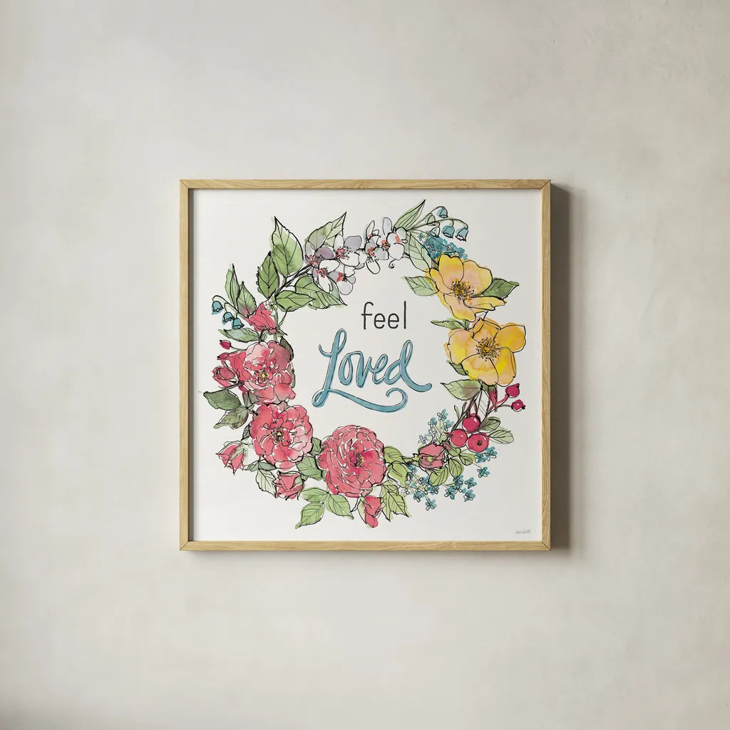 Spring Season VIII by Anne Tavoletti. Shown in a natural wood glass frame for a timeless modern aesthetic. Available as an archival giclee rolled canvas, fine art paper, or poster print. SKU 78444a.