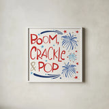 Star Spangled Sayings II by Anne Tavoletti. Shown in a crisp white glass frame for a clean and minimalist style. Available as an archival giclee rolled canvas, fine art paper, or poster print. SKU 85905a.