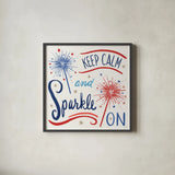 Star Spangled Sayings III by Anne Tavoletti. Shown in a sleek black glass frame for a contemporary gallery look. Available as an archival giclee rolled canvas, fine art paper, or poster print. SKU 85906a.