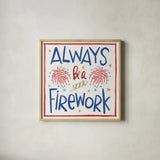 Star Spangled Sayings IV by Anne Tavoletti. Shown in a natural wood glass frame for a timeless modern aesthetic. Available as an archival giclee rolled canvas, fine art paper, or poster print. SKU 85907a.