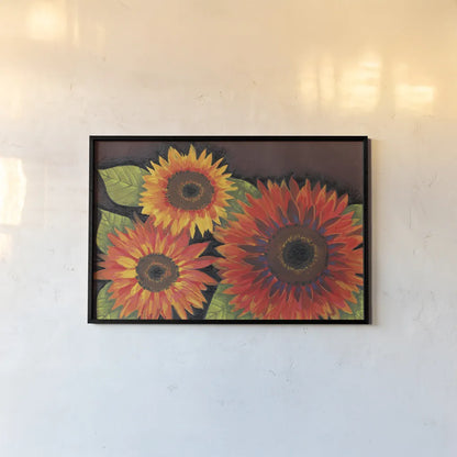 Sunflowers by Anne Tavoletti. shown as a paper print in a black flame. Available as a archival giclee rolled canvas, fine art paper, or poster print. SKU 26713i.