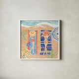Sunkissed II Beach by Anne Tavoletti. Shown in a crisp white glass frame for a clean and minimalist style. Available as an archival giclee rolled canvas, fine art paper, or poster print. SKU 104201a.