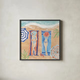 Sunkissed III Beach by Anne Tavoletti. Shown in a sleek black glass frame for a contemporary gallery look. Available as an archival giclee rolled canvas, fine art paper, or poster print. SKU 104203a.
