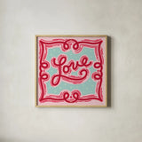 Sweet Hearts I by Anne Tavoletti. Shown in a natural wood glass frame for a timeless modern aesthetic. Available as an archival giclee rolled canvas, fine art paper, or poster print. SKU 96253a.