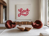 Sweet Hearts II by Anne Tavoletti. Shown as extra-large giant wall art in a modern living room. Available as an archival giclee rolled canvas, fine art paper, or poster print. SKU 96254a.