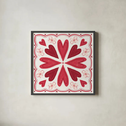 Sweet Hearts IV by Anne Tavoletti. Shown in a sleek black glass frame for a contemporary gallery look. Available as an archival giclee rolled canvas, fine art paper, or poster print. SKU 96256a.