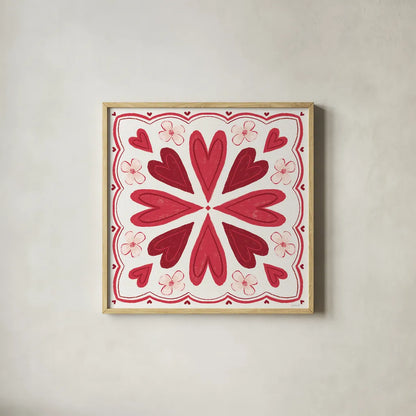 Sweet Hearts IV by Anne Tavoletti. Shown in a natural wood glass frame for a timeless modern aesthetic. Available as an archival giclee rolled canvas, fine art paper, or poster print. SKU 96256a.