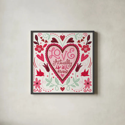 Sweet Hearts VI v2 by Anne Tavoletti. Shown in a sleek black glass frame for a contemporary gallery look. Available as an archival giclee rolled canvas, fine art paper, or poster print. SKU 97412a.