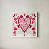 Sweet Hearts VI v2 by Anne Tavoletti. Shown in a crisp white glass frame for a clean and minimalist style. Available as an archival giclee rolled canvas, fine art paper, or poster print. SKU 97412a.