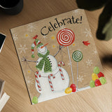 Sweet Snowmen I by Anne Tavoletti. Shown as a detailed flat fine art print, highlighting archival giclee quality. Available as an archival giclee rolled canvas, fine art paper, or poster print. SKU 20562a.