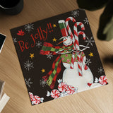 Sweet Snowmen II Black by Anne Tavoletti. Shown as a detailed flat fine art print, highlighting archival giclee quality. Available as an archival giclee rolled canvas, fine art paper, or poster print. SKU 20567a.