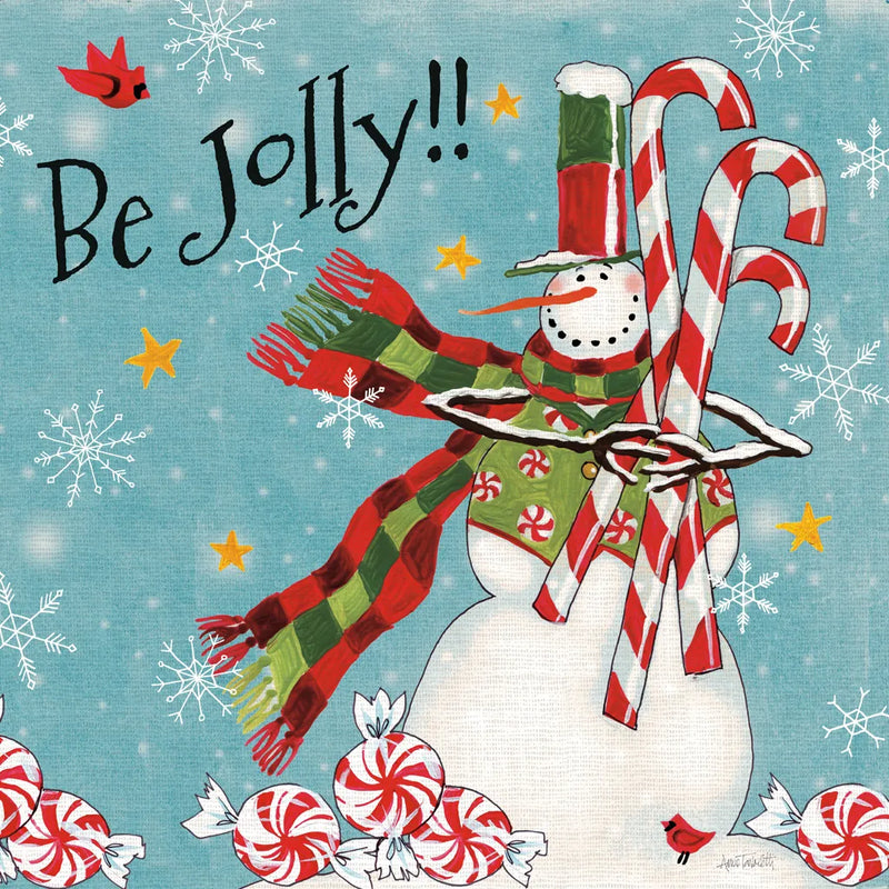 Sweet Snowmen II Blue by Anne Tavoletti. SKU 20571a. Archival Giclee Fine art print for wall decor.