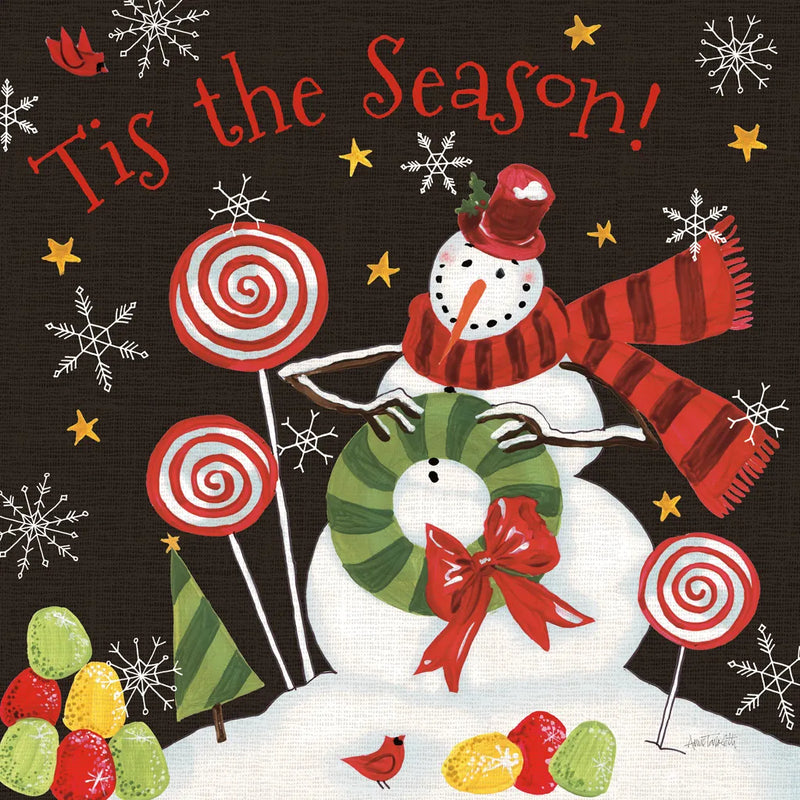 Sweet Snowmen III Black by Anne Tavoletti. SKU 20568a. Archival Giclee Fine art print for wall decor.