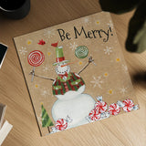 Sweet Snowmen IV by Anne Tavoletti. Shown as a detailed flat fine art print, highlighting archival giclee quality. Available as an archival giclee rolled canvas, fine art paper, or poster print. SKU 20565a.