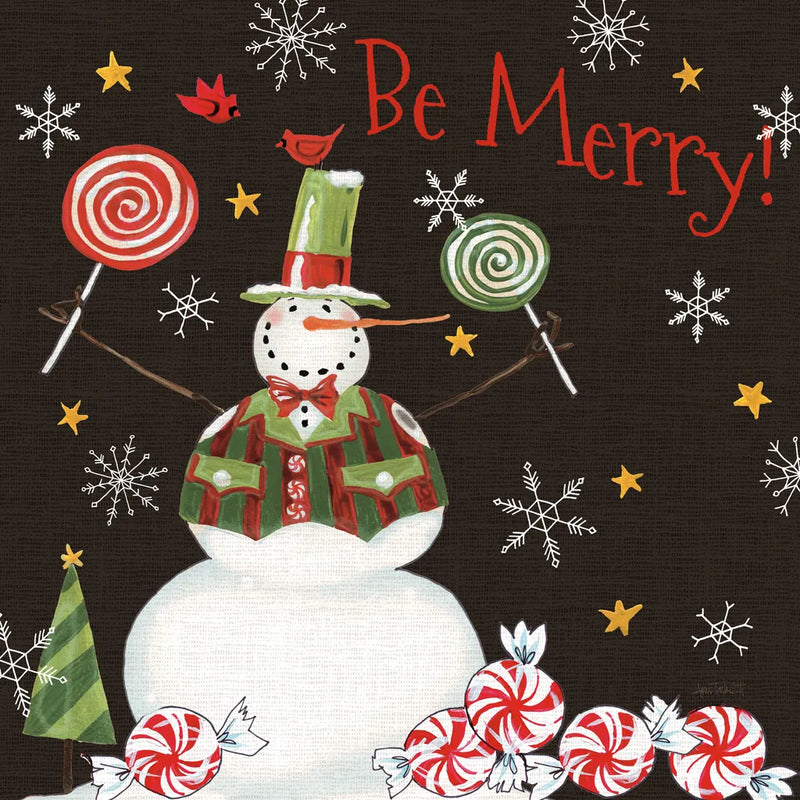 Sweet Snowmen IV Black by Anne Tavoletti. SKU 20569a. Archival Giclee Fine art print for wall decor.