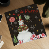 Sweet Snowmen IV Black by Anne Tavoletti. Shown as a detailed flat fine art print, highlighting archival giclee quality. Available as an archival giclee rolled canvas, fine art paper, or poster print. SKU 20569a.