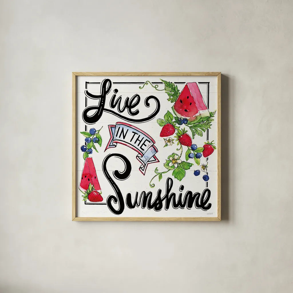 Sweet Summer II by Anne Tavoletti. Shown in a natural wood glass frame for a timeless modern aesthetic. Available as an archival giclee rolled canvas, fine art paper, or poster print. SKU 86736a.