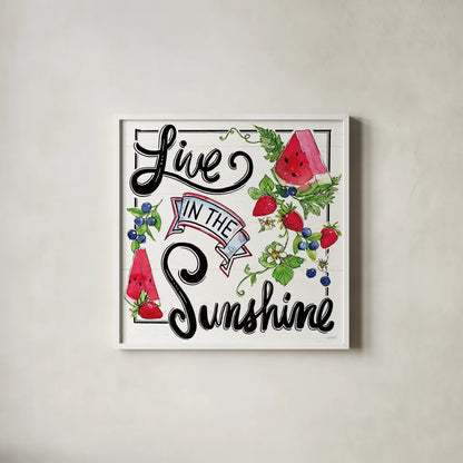 Sweet Summer II by Anne Tavoletti. Shown in a crisp white glass frame for a clean and minimalist style. Available as an archival giclee rolled canvas, fine art paper, or poster print. SKU 86736a.