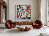 Sweet Summer II by Anne Tavoletti. Shown as extra-large giant wall art in a modern living room. Available as an archival giclee rolled canvas, fine art paper, or poster print. SKU 86736a.