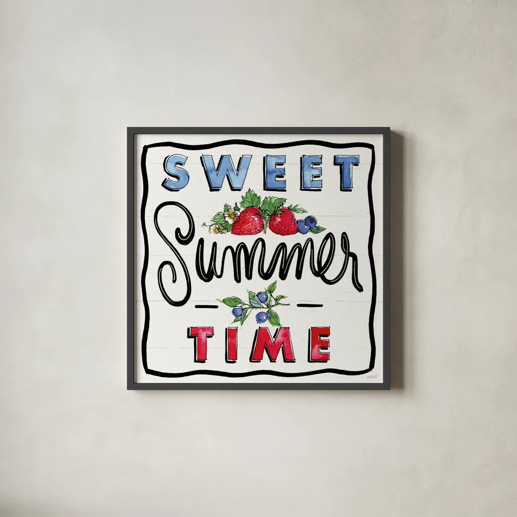 Sweet Summer III by Anne Tavoletti. Shown in a sleek black glass frame for a contemporary gallery look. Available as an archival giclee rolled canvas, fine art paper, or poster print. SKU 86737a.