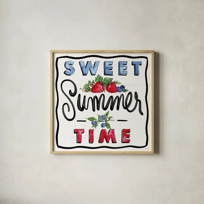 Sweet Summer III by Anne Tavoletti. Shown in a natural wood glass frame for a timeless modern aesthetic. Available as an archival giclee rolled canvas, fine art paper, or poster print. SKU 86737a.
