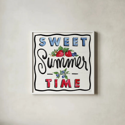 Sweet Summer III by Anne Tavoletti. Shown in a crisp white glass frame for a clean and minimalist style. Available as an archival giclee rolled canvas, fine art paper, or poster print. SKU 86737a.