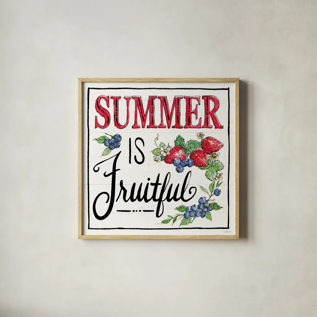 Sweet Summer IV by Anne Tavoletti. Shown in a natural wood glass frame for a timeless modern aesthetic. Available as an archival giclee rolled canvas, fine art paper, or poster print. SKU 86738a.