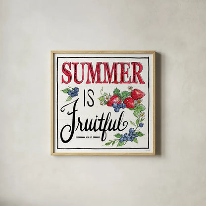 Sweet Summer IV by Anne Tavoletti. Shown in a natural wood glass frame for a timeless modern aesthetic. Available as an archival giclee rolled canvas, fine art paper, or poster print. SKU 86738a.