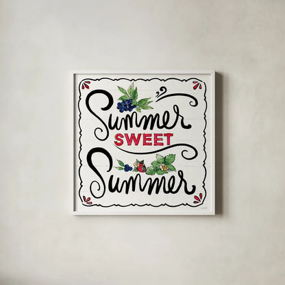 Sweet Summer V by Anne Tavoletti. Shown in a crisp white glass frame for a clean and minimalist style. Available as an archival giclee rolled canvas, fine art paper, or poster print. SKU 86739a.