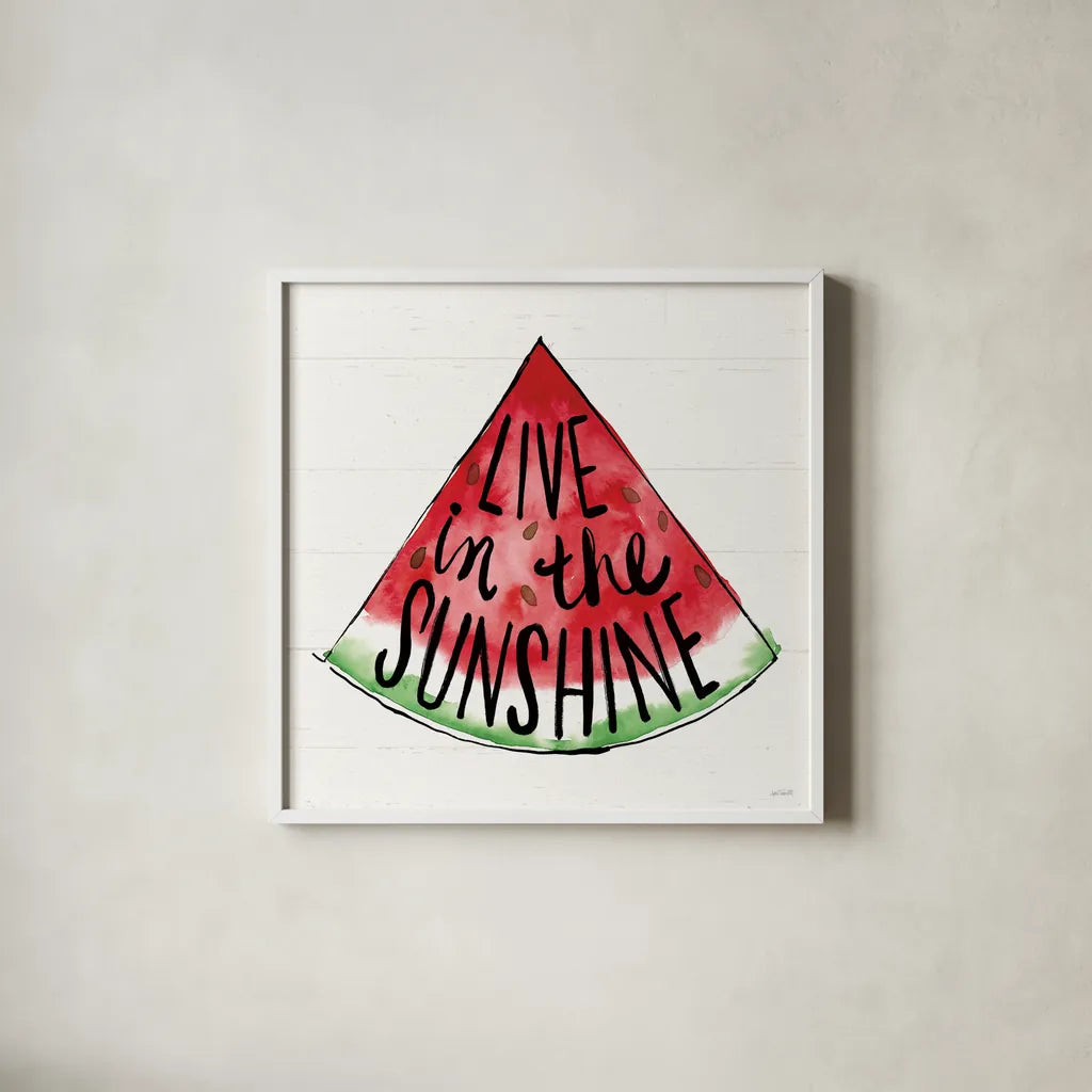 Sweet Summer VI by Anne Tavoletti. Shown in a crisp white glass frame for a clean and minimalist style. Available as an archival giclee rolled canvas, fine art paper, or poster print. SKU 86740a.