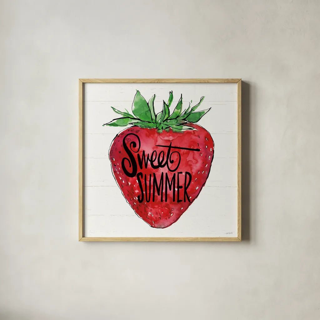 Sweet Summer VII by Anne Tavoletti. Shown in a natural wood glass frame for a timeless modern aesthetic. Available as an archival giclee rolled canvas, fine art paper, or poster print. SKU 86741a.