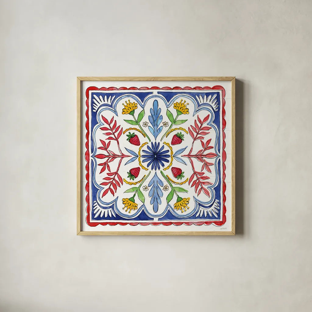 Sweet Summer XI by Anne Tavoletti. Shown in a natural wood glass frame for a timeless modern aesthetic. Available as an archival giclee rolled canvas, fine art paper, or poster print. SKU 86745a.