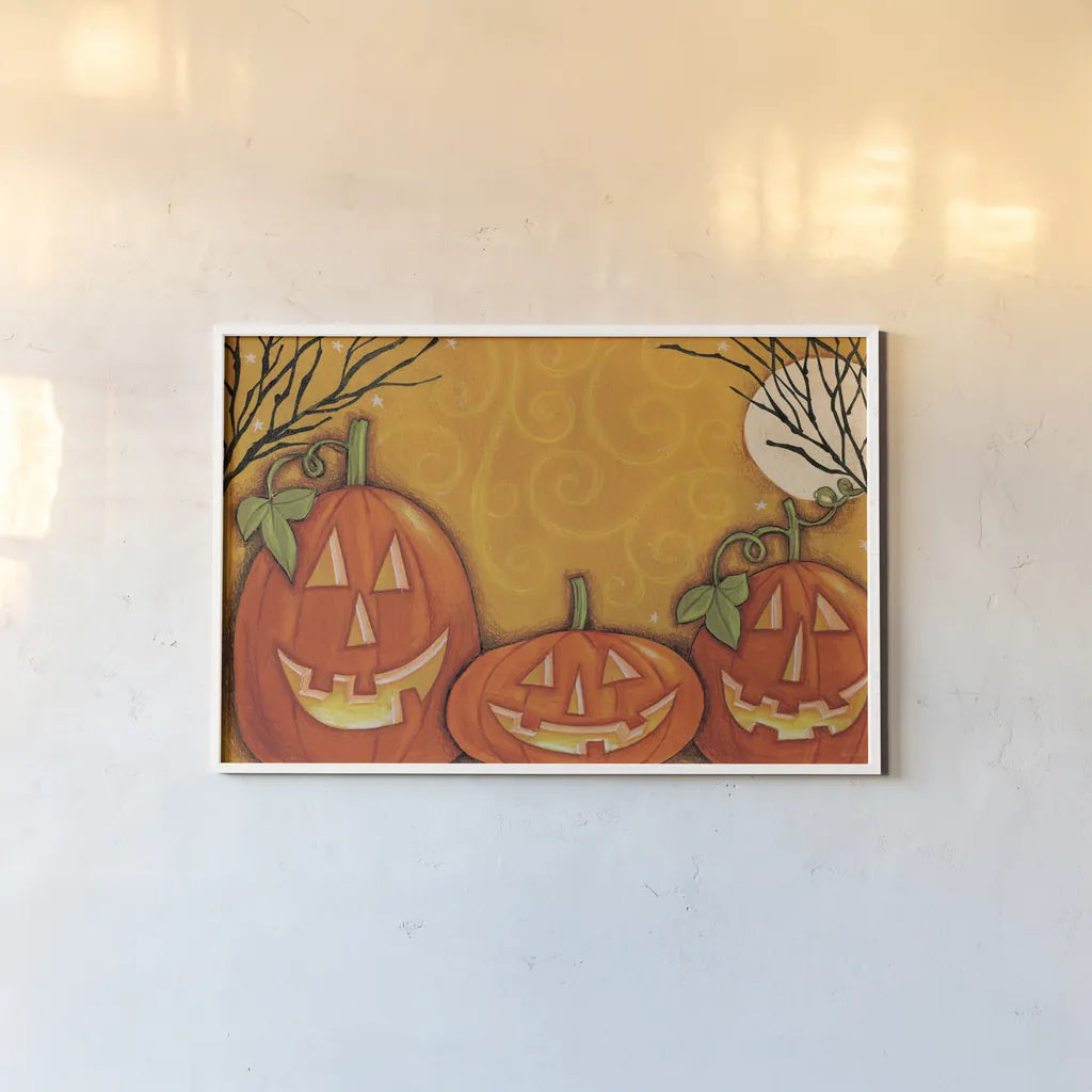 Swirl Pumpkin by Anne Tavoletti. shown as a paper print in a white frame. Available as a archival giclee rolled canvas, fine art paper, or poster print. SKU 26714i.